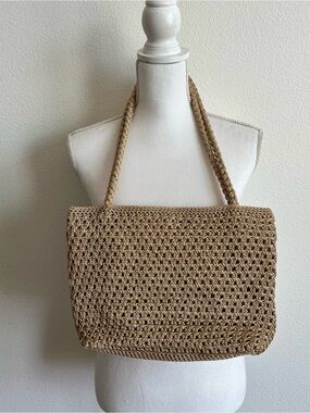 Lina Elegant Tan Crochet Tote Bag
